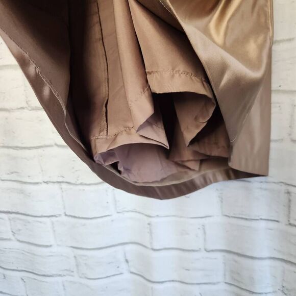 Bill Levkoff Womens Brown Gold Strapless Pleated Satin A-Line Mini Dress Size 6 - Picture 10 of 14